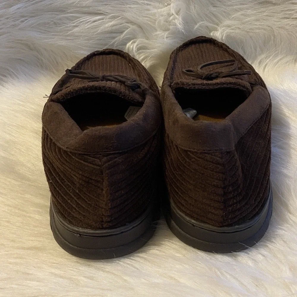 Dearfoams‎ Slippers Mens Size Large 11-12 Brown Slip On Shoes Cozy Comfort